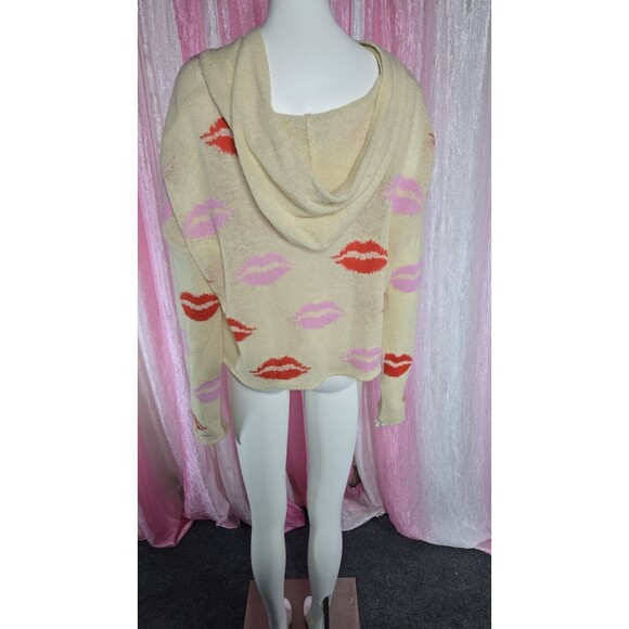 WildFox White Label Lips Wool Hoodie Cropped Sweater Size Small - Picture 6 of 10